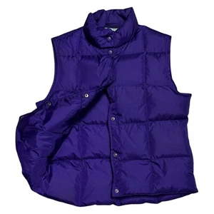 LL BEAN GOOSE DOWN FILL Designer Retro Purple Winter Puffer VEST Womens Small - Picture 1 of 5