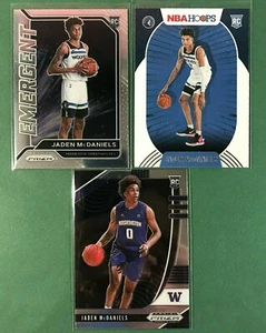 Jaden McDaniels 3 Rookie Card Lot- 2020 Prizm Emergent, NBA Hoops, Draft Picks - Picture 1 of 4