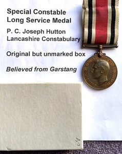 Police WW2 Era Special Constabulary Long Service Medal. Joseph Hutton Lancashire - Foto 1 di 4