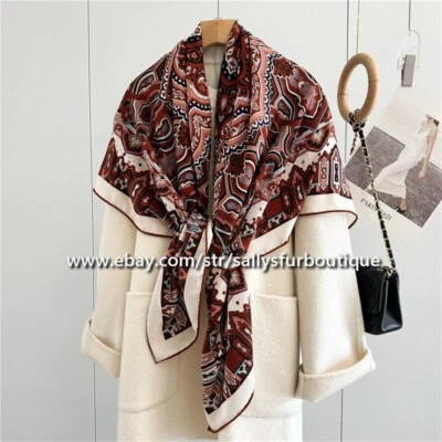 Sallys Jacquard 70% Cachemira 30% Seda Envolvente Bufanda Estampado Paisley 2 Caras Chal 53" Foto 1 de 4