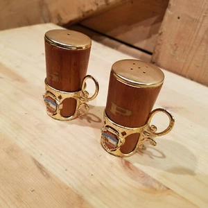 Utah Bee Hive Wood Salt & Pepper Shakers w/ Metal Holders - Swanky Barn - Picture 1 of 12