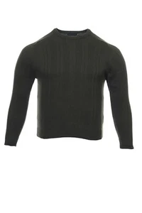 NWT Tricots St Raphael Olive Green Vertical Striped Crew Neck Sweater 2XL $65 - Picture 1 of 5