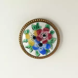 Button Antique - Enamel Relief - 23 MM Encrustations Button - Picture 1 of 5