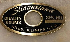 DRUM BADGE- 1962-1970 Slingerland Niles Black & Brass Badge Repro - Picture 1 of 2