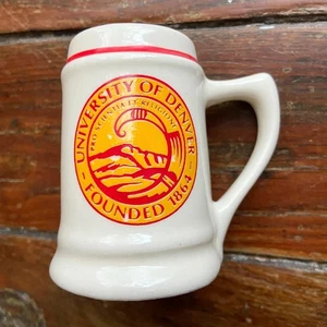 Vintage University of Denver Ceramic Beer Stein Mug Shot Glass Souvenir USA EUC - Picture 1 of 5