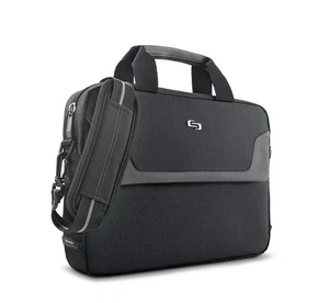 Solo New York Flatiron Slim Brief Briefcase Laptop Bag 11”-16” Black Grey NEW - Picture 1 of 11