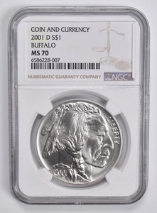 MS70 2001 D Coin And Currency Buffalo $1 Commemorative Silver Dollar NGC *1555 - Picture 1 of 5