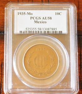 1935 Mo Mexico 10 Centavos Bronze PCGS AU58 Very Nice! - Picture 1 of 5