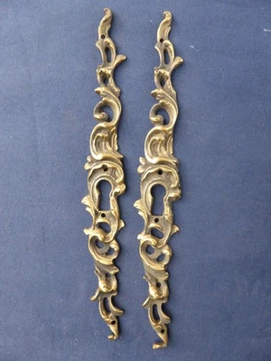 2 entrées de serrure laiton portes meuble style Louis XV hauteur 17,5 cm - Photo 1/2