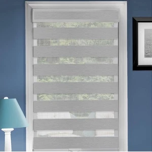 Cordless Window Roller Shades Celestial Sheer Double-Layered Roman Shade-Gray - Picture 1 of 6