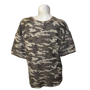 ZARA Man Top M Beige Green Camo SS Crew Neck Soft Knit Shirt Casual Going Out - Picture 1 of 3