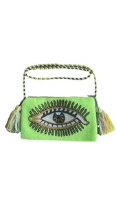 Bolso Colombiano Wayuu Mochila Mediano Bolso sin asas Mal de Ojo Amarillo Neón Bandolera Correa - Imagen 1 de 11