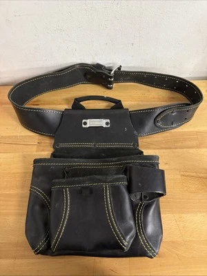 2 Pocket Framer's Professional Heavy Duty Tool Belt Pouch -Top Grain Black -LOOK - Image 1 of 4