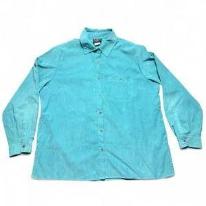 Southern Lady blau türkis Samt Knopfleiste Shirt Damengröße Large  - Bild 1 von 6