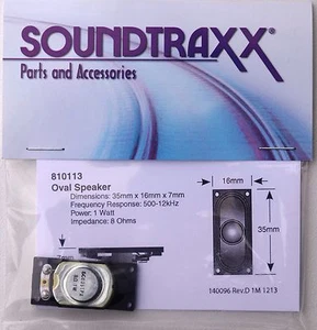 Altavoz ovalado Soundtraxx 35mm x 16mm 8 ohmios ideal para diésel de capó estrecho HO - Imagen 1 de 4