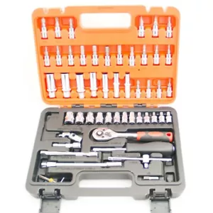53PCS Deep Socket Wrench Set CRV 1/4" Drive Metric Flexiable Extension Bar 0610 - Picture 1 of 4