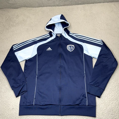 Sporting Kansas City Jacket Mens Extra Large Blue MLS Soccer 2010 Futbol Adidas Cover