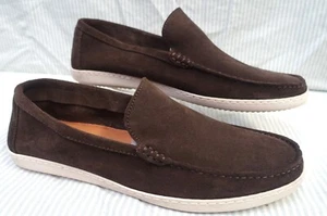 PIERO MASETTI ~ NUOVO!!~SCARPE MOCASSINO MOCASSINO SCAMOSCIATO MARRONE SCURO SPAGNA UOMO US 11 - Foto 1 di 9