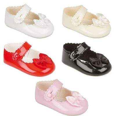 BAYPODS BABY MÄDCHEN BAY PODS BOW KINDERWAGEN SCHUHE SCHWARZ-ROSA-ROT-CREME-WEISS REBORN VERPACKT 0-18M