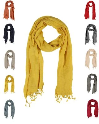 100% Cotton Solid Women's Fashion Scarf Pashmina Shawl Wrap Long Lightweight ... - Imagem 1 de 4