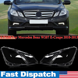 Pair Front Headlight Lens Cover For Mercedes Benz W207 C207 E-Coupe 2010-2013