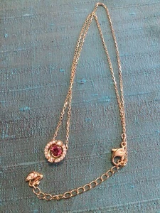 Genuine Signed Swarovski Rose Gold Sparkling Dance Red Necklace Pendant, Boxed - Picture 1 of 10