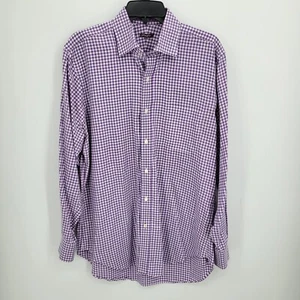 J McLaughlin Shirt Mens Large Purple White Plaid Long Sleeve Button Down - Picture 1 of 9