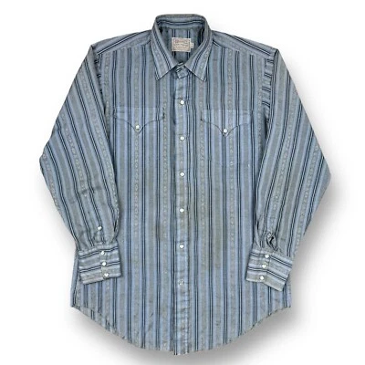VTG 60s H Bar C Pearl Snap Shirt Mens Small Western Ranch Wear Rockabilly Stripe - Image 1 of 4