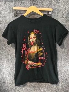 Brisco Brands Damen T-Shirt Gr. M schwarz Graffiti Mona Lisa Grafik - Bild 1 von 8