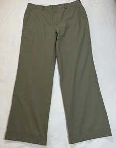 Women's Dress Pants Olive Green Comfort Wide Leg High Rise Pockets Regular Fit - Picture 1 of 16