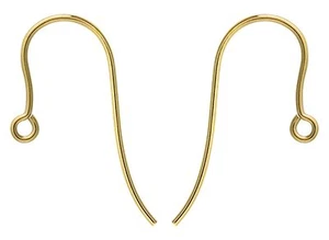 9ct YELLOW GOLD EARRING EAR WIRES HOOKS LOOP DROPS DROPPER 18mm - Picture 1 of 1