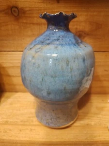 Hand Made Blue Pottery Vase Vintage - Picture 1 of 14