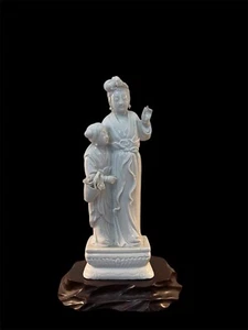 📦 Chinese Blanc De Chine White Glazed Porcelain Figurine, Mother and Daughter - Picture 1 of 5