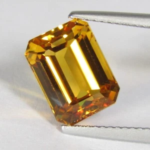 10.98Cts Sparkling Natural Nice Emerald Cut Citrine Colllection Loose Gemstone - Picture 1 of 5