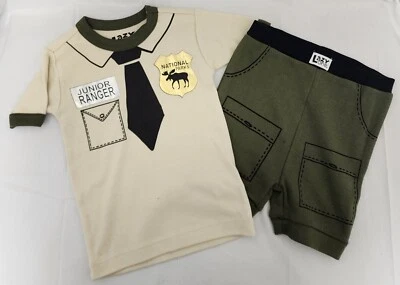 Juego de 2 pijamas para niños Lazy One. Junior Ranger. Camiseta y pantalones cortos de manga corta nuevos con etiquetas Foto 1 de 4