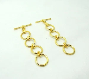 2 Stück 22K Gold Knebelverschluss 11mm Verlängerungsringe Knebel Bali Perlen Verschluss Haken - Bild 1 von 2