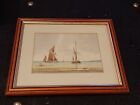 Vintage Small Watercolour Painting Of Boats Desmond  Des Harradine 