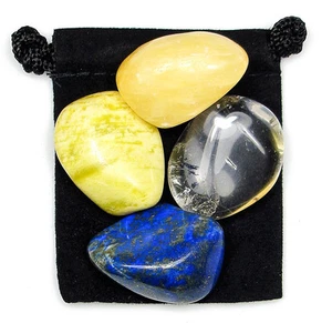 SPIRITUAL JOURNEY Tumbled Crystal Healing Set = 4 Stones + Pouch + Card - Bild 1 von 2