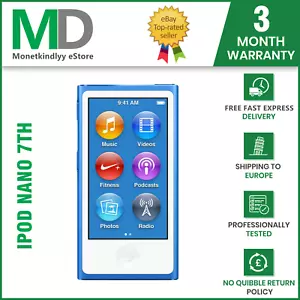 NEW Apple iPod nano 7th Generation Blue (16GB) Mp3 Player - 3MONTHS WARRANTY - Picture 1 of 6