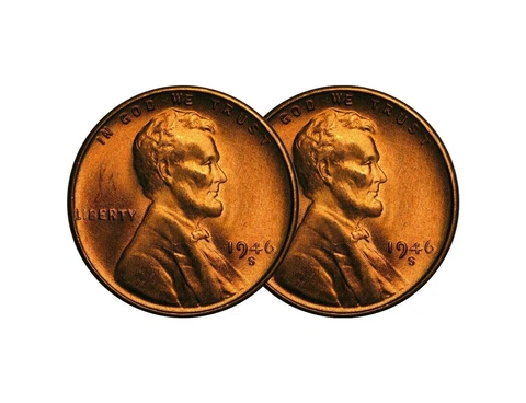 (2) 1946 S Lincoln Wheat Cent Choice BU 1c Brilliant Uncirculated - 2 Coin Set Cover