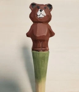 Teddy Bear Wooden Pen Hand Carved Wood Ballpoint Hand Made Handcrafted V87 - Picture 1 of 1