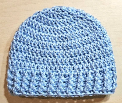 Gorro Bebé Niño Recién Nacido 0-3 Meses Sombrero Gorra Hecho a Mano Ganchillo Sólido Suave Azul Foto 1 de 3