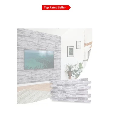 3D Stone Slate Effect Wall Panels 18 Sheets, Silver Grey, PVC Cladding for In... - Image 1 of 4