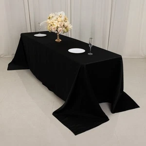 BLACK 90x156" RECTANGLE Lamour Satin TABLECLOTH Wedding Party Home Banquet - Picture 1 of 8