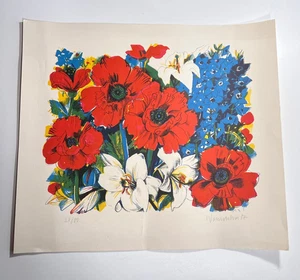 Womacka, Walter (*1925)  Lilien, Mohn, Rittersporn  Farblitho 1987 sign. 28/80 - Bild 1 von 13