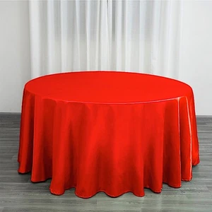 5 pcs 120" ROUND Satin TABLECLOTHS Wedding Party Kitchen Tabletop Linens SALE - Picture 1 of 246