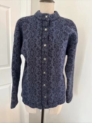 Harley of Scotland Vintage Mujer Lana Azul Abotonado Cárdigan Suéter Pequeño Foto 1 de 4