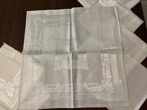 8 NEW VTG Napkins Damask Cloth Table WHITE Cotton & Rayon made Japan 20x20" lot - Picture 1 of 12