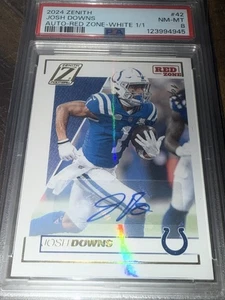 VERDADERO #’d 1/1 2024 PANINI ZENITH AUTO-ZONA ROJA-BLANCO 1/1 #42 JOSH DOWNS 1/1 PSA 8 - Imagen 1 de 7
