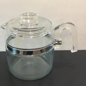 VTG Pyrex Flameware Glass 6 Cup Coffee Pot Percolator 7756-B Cloudy Bottom - Picture 1 of 10